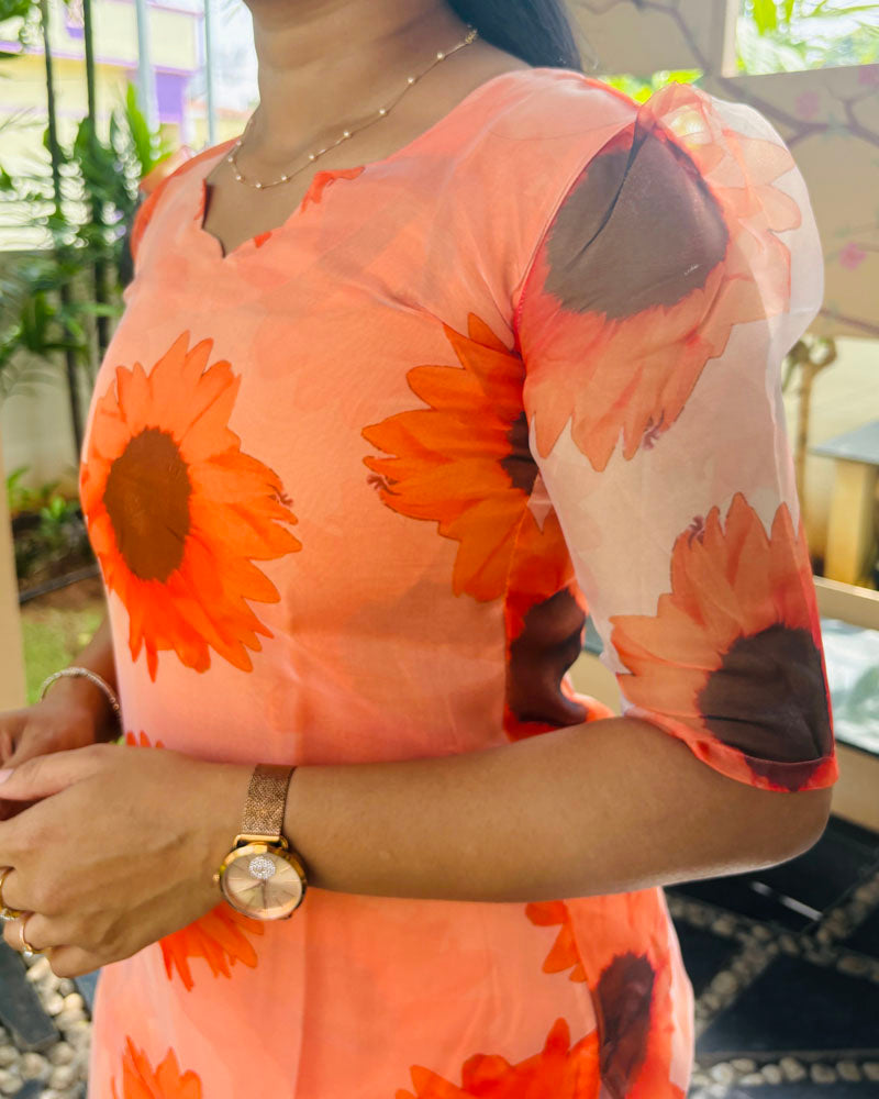 Orange Organza Kurti