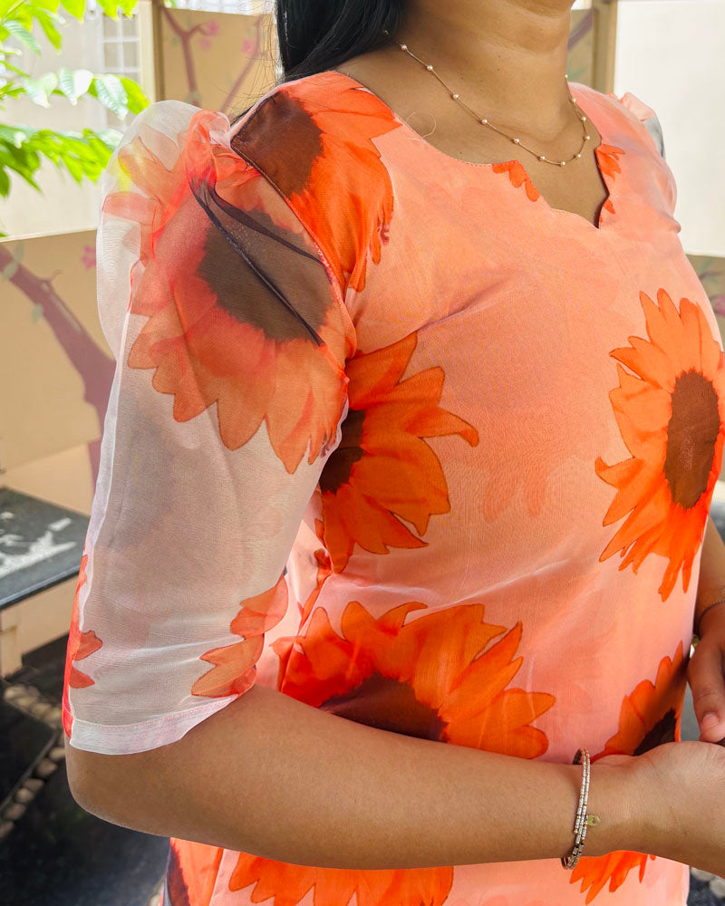 Orange Organza Kurti