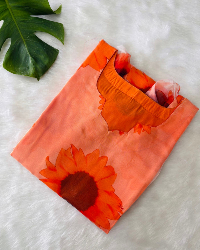 Orange Organza Kurti