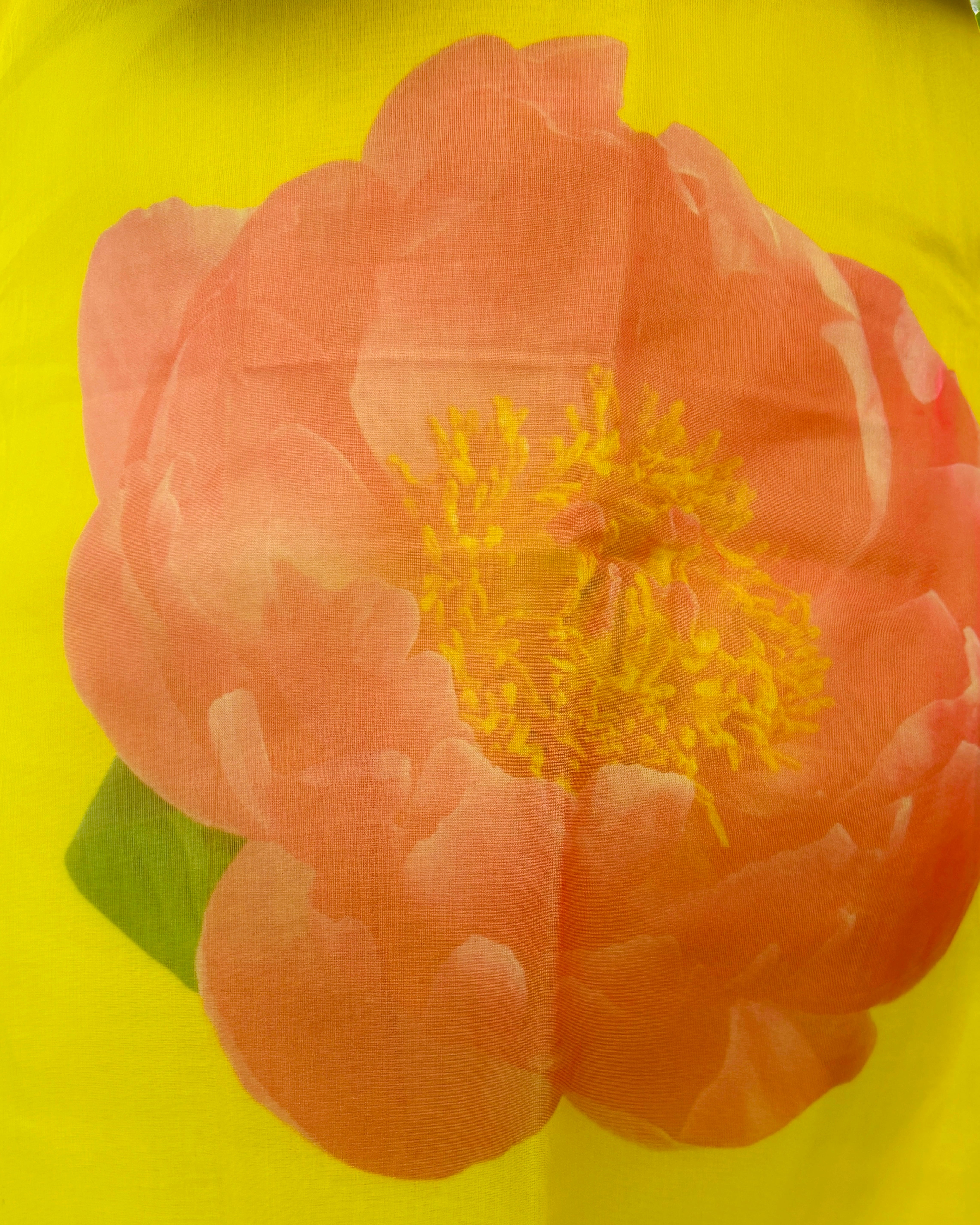 Green Flower Pattern Organza Kurti