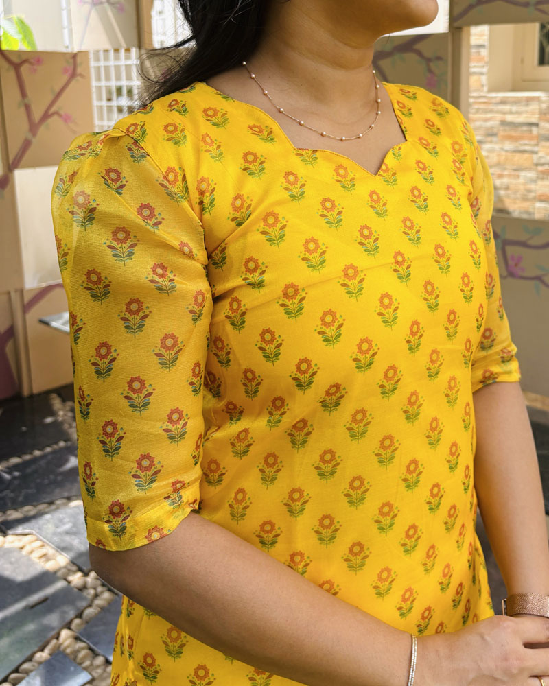 Yellow Charm Organza Kurti