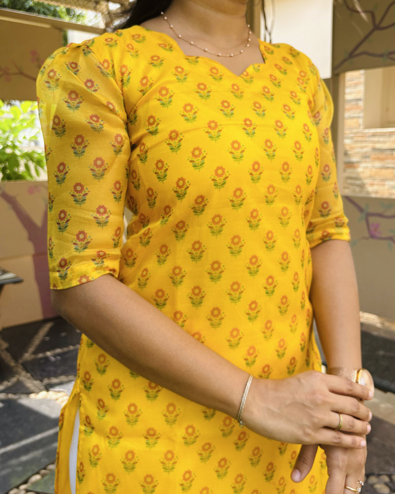 Yellow Charm Organza Kurti