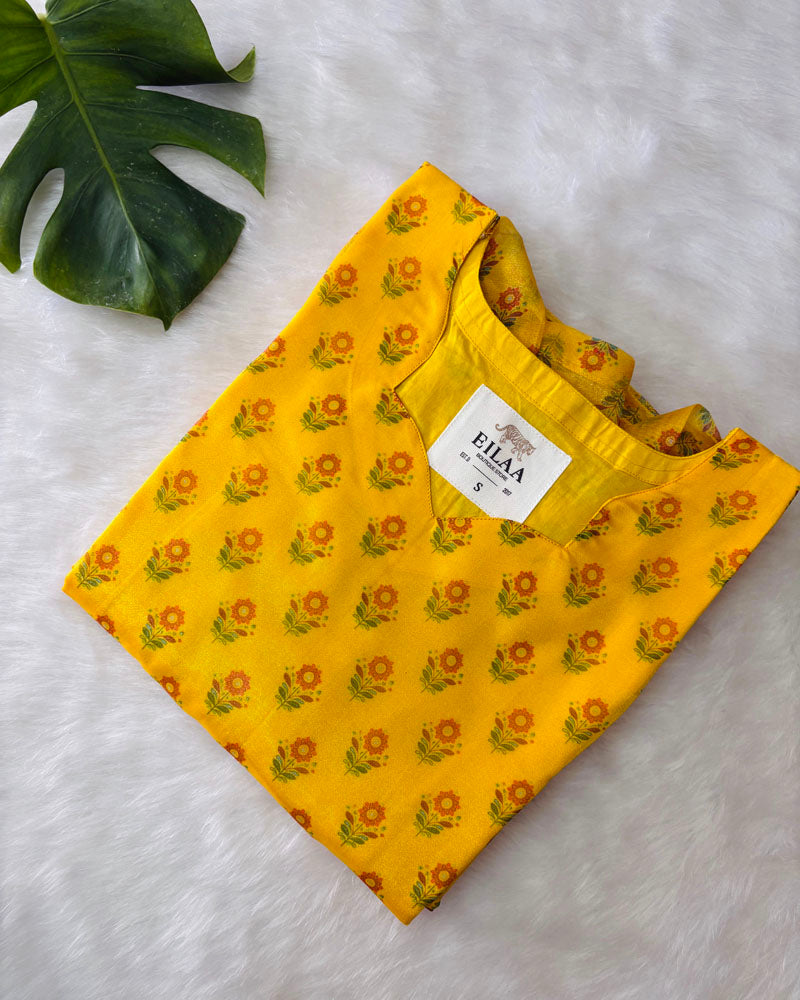 Yellow Charm Organza Kurti