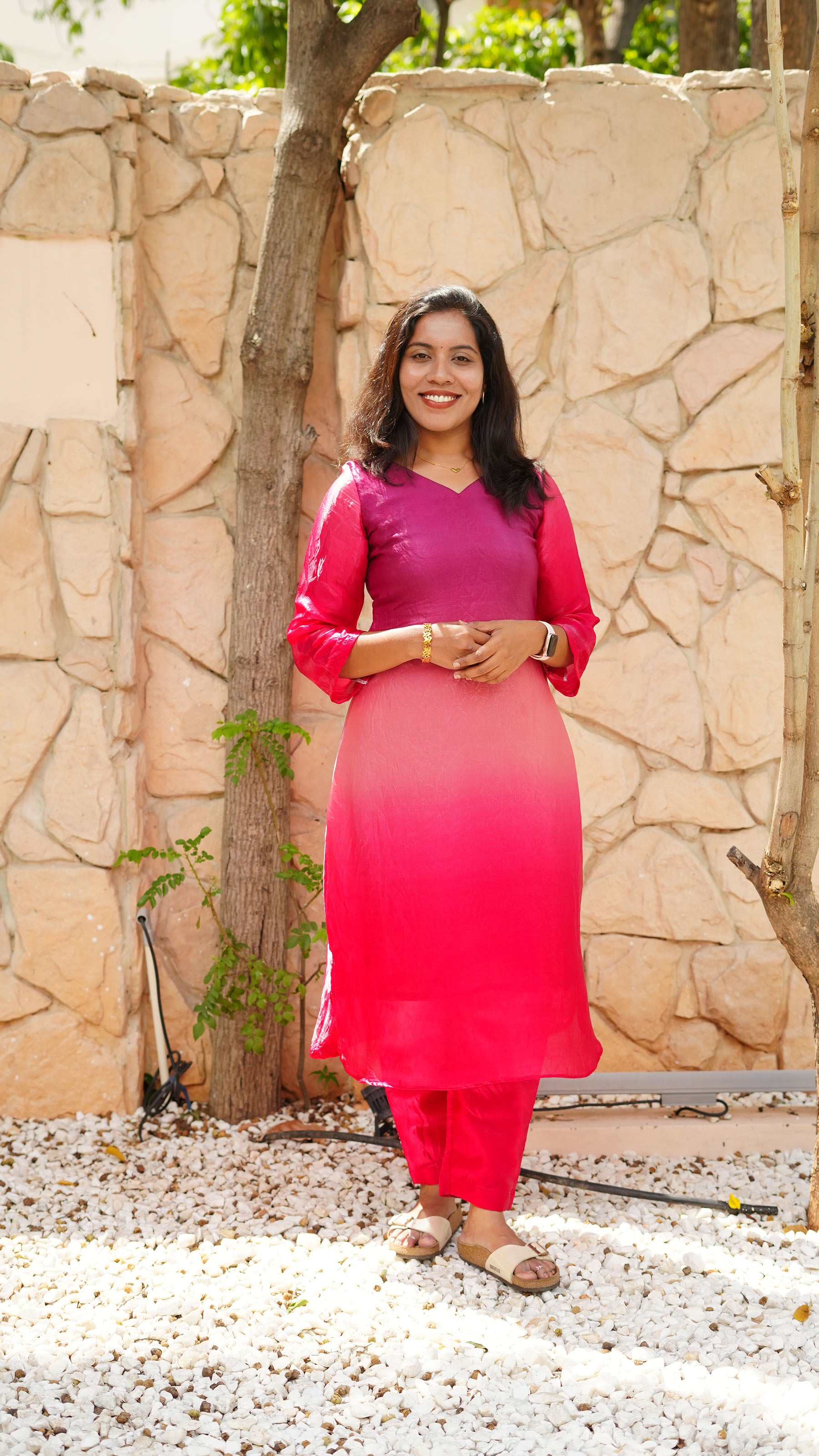 Elegant Pink Shade Kurti Set 