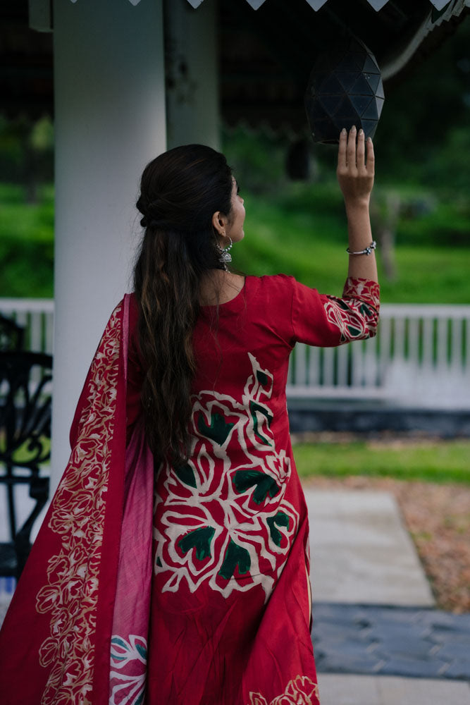 Maroon Kurti Set With Dupatta