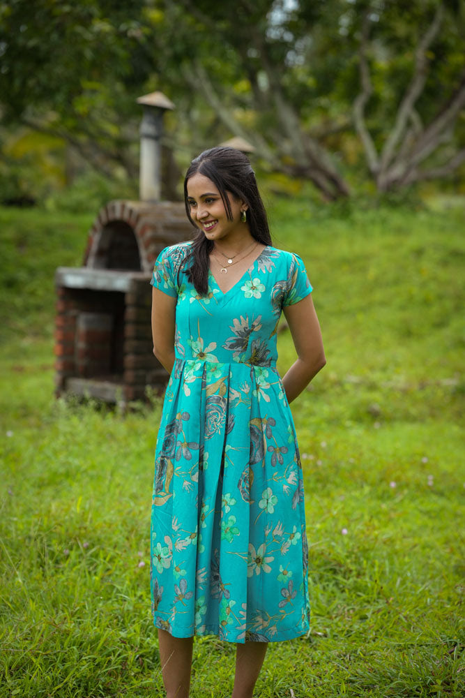 Peacock Blue Midi Dress