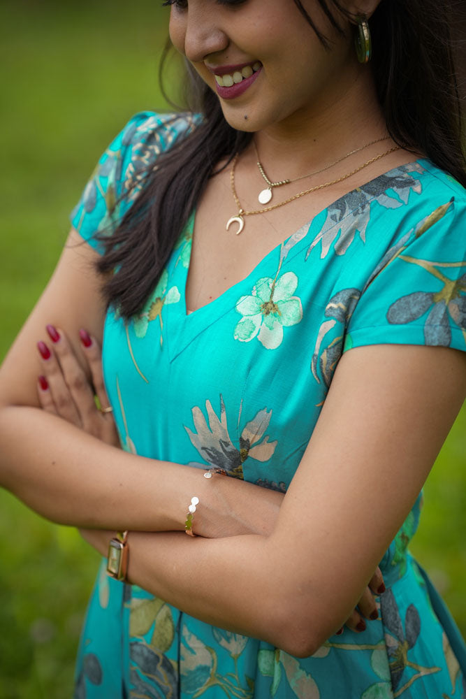 Peacock Blue Midi Dress