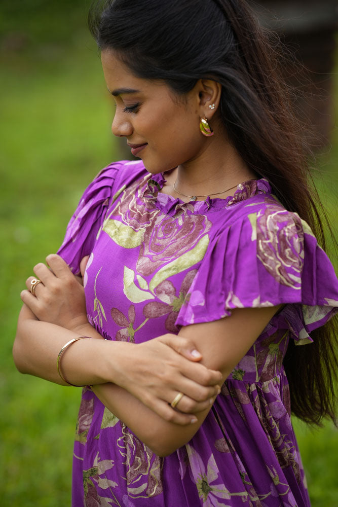 Purple Empire Midi Dress