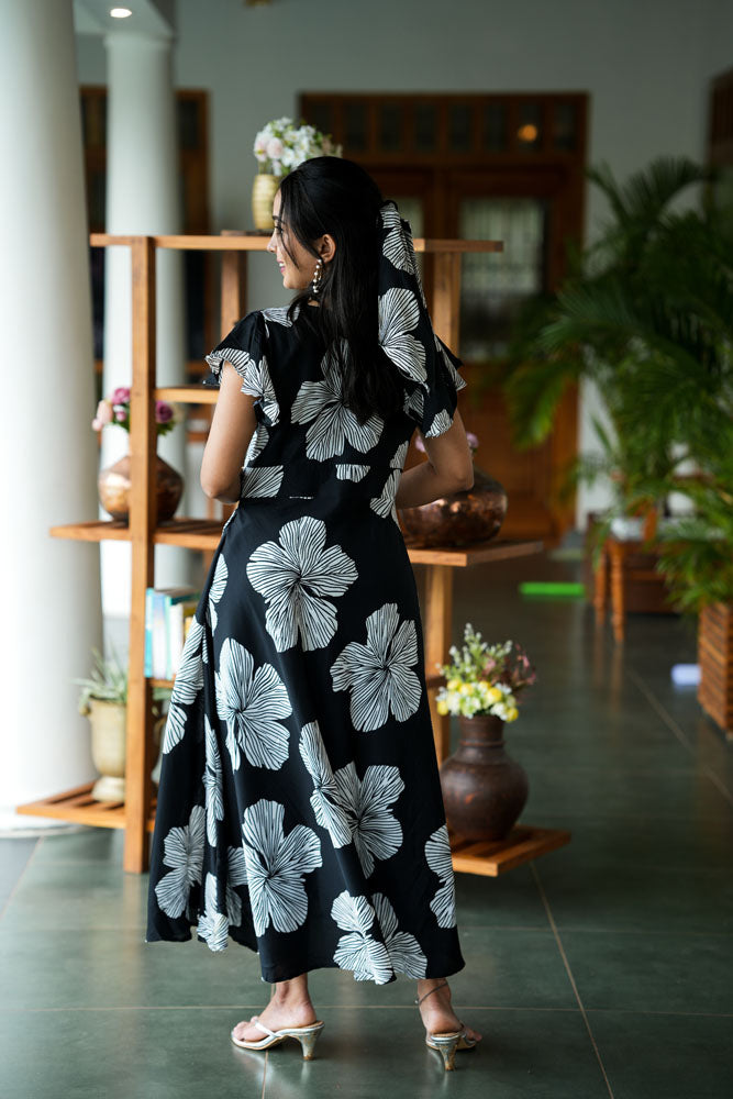 Black With White Flower Dress