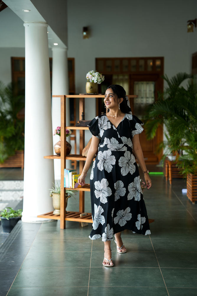 Black With White Flower Dress
