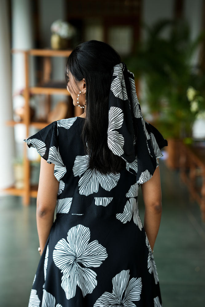 Black With White Flower Dress