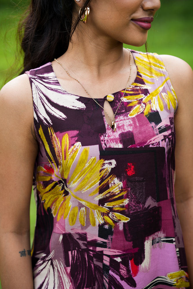 Purple Multi-Coloured Floral Sleeveless Coord Set