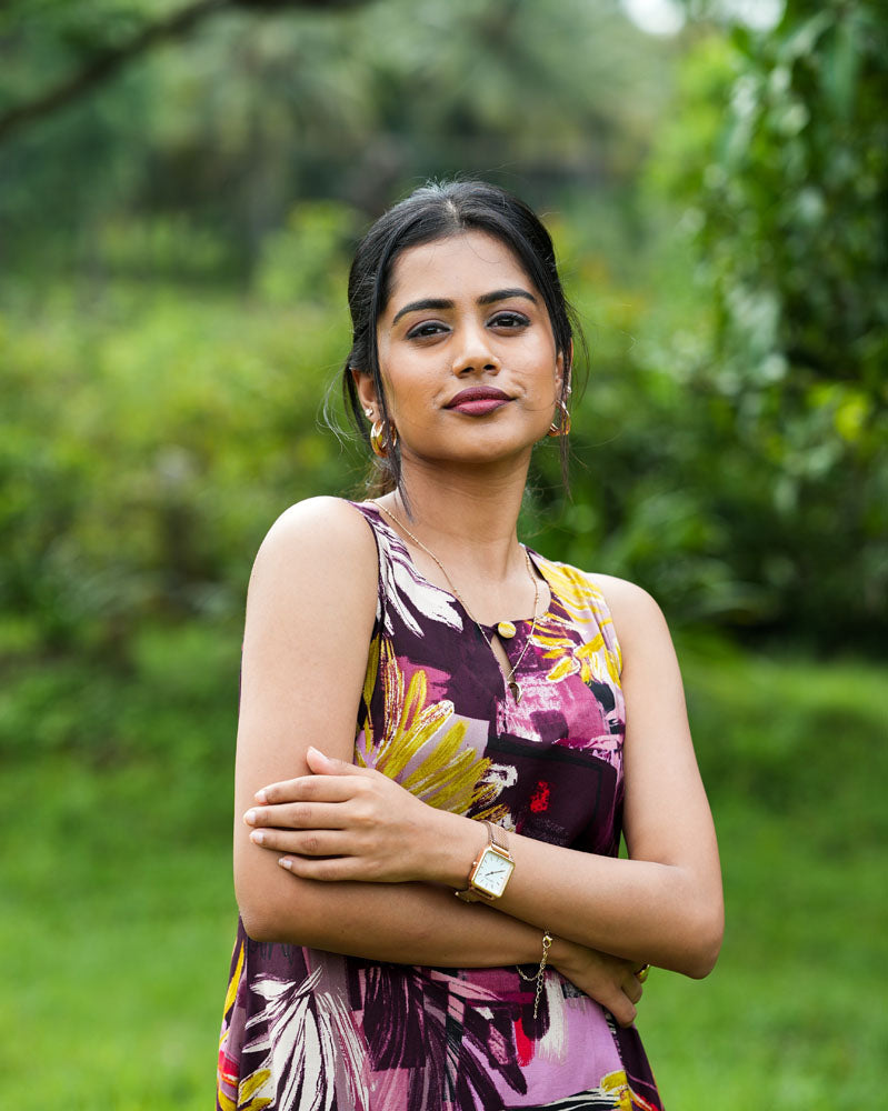 Purple Multi-Coloured Floral Sleeveless Coord Set