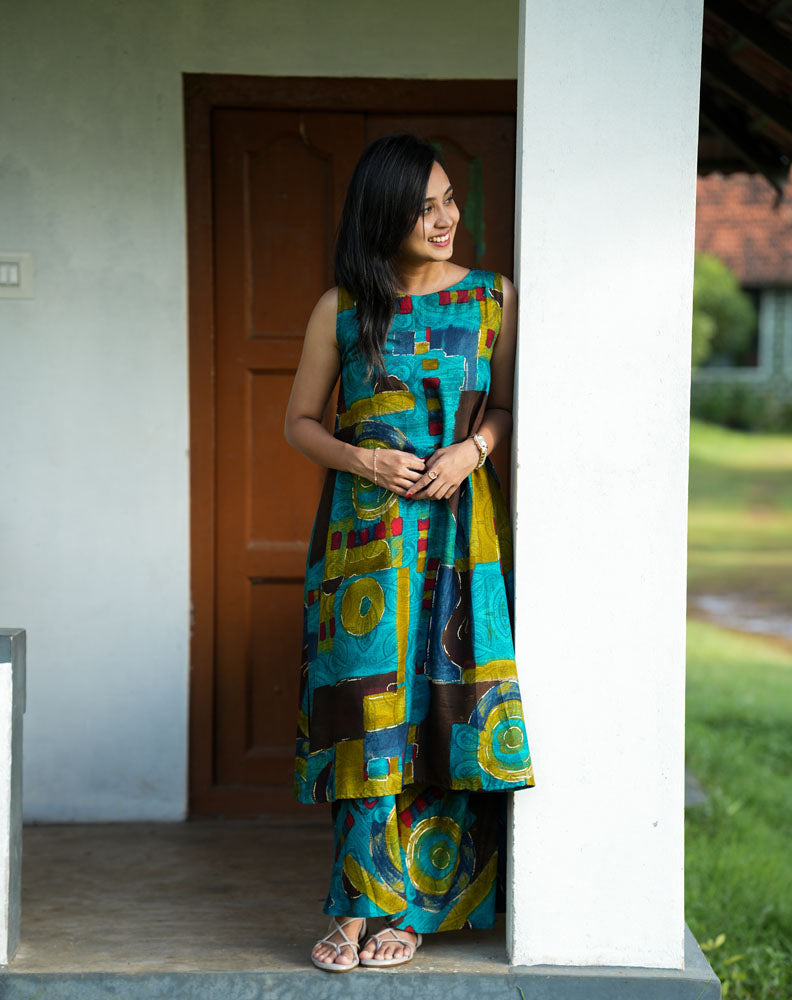 Teal Blue Print Coord Set