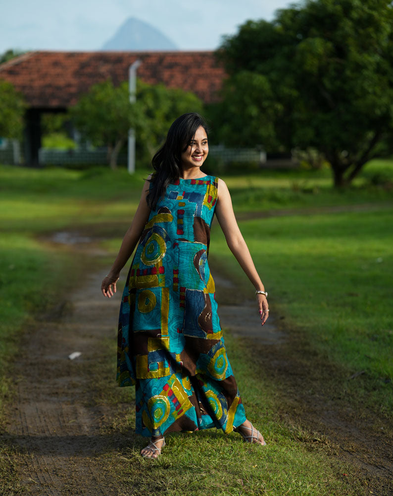 Teal Blue Print Coord Set