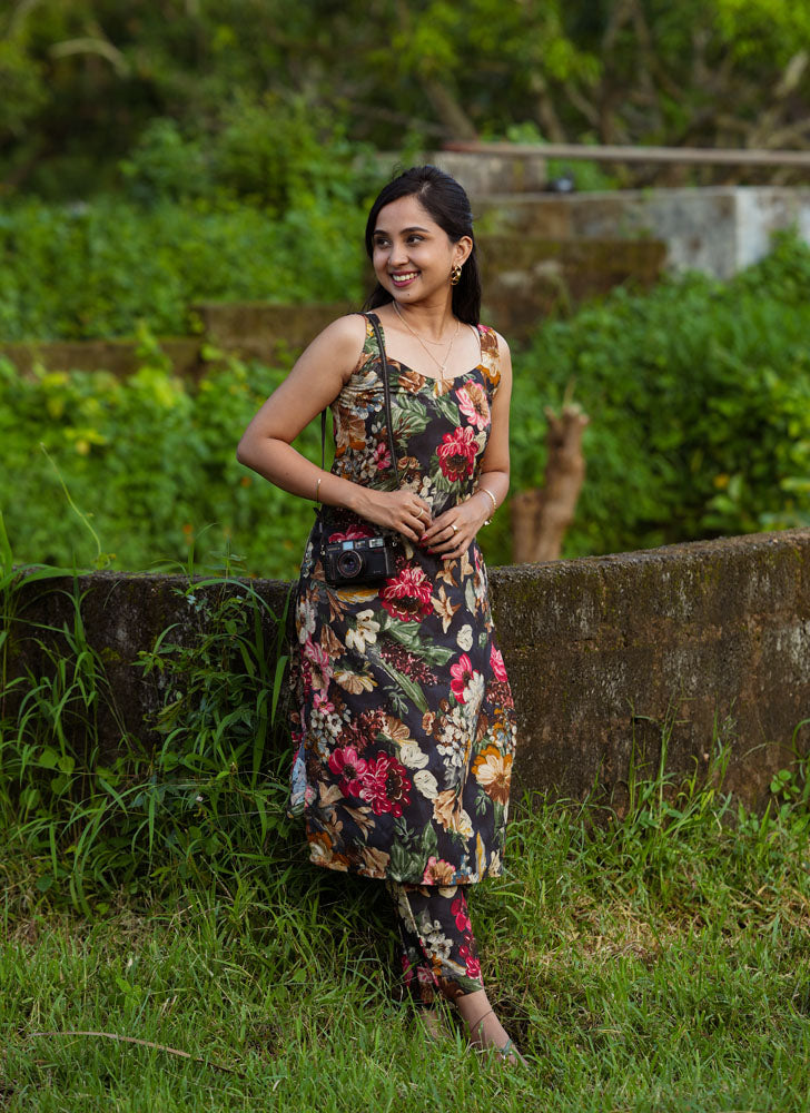 Black floral Coord Set