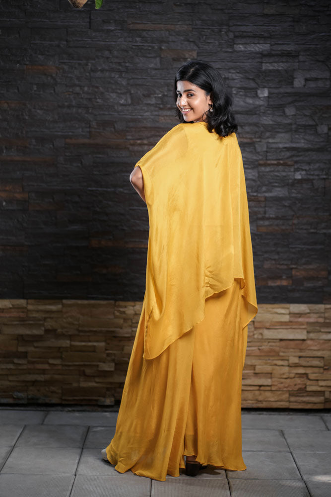 Mustard Yellow Kaftan Top with Palazzo Pants