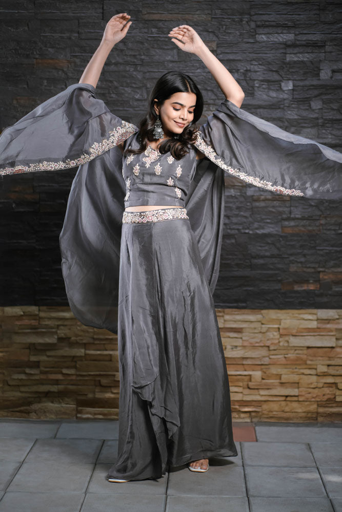 Charcoal Grey Lehanga Set