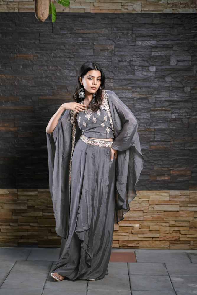 Charcoal Grey Lehanga Set