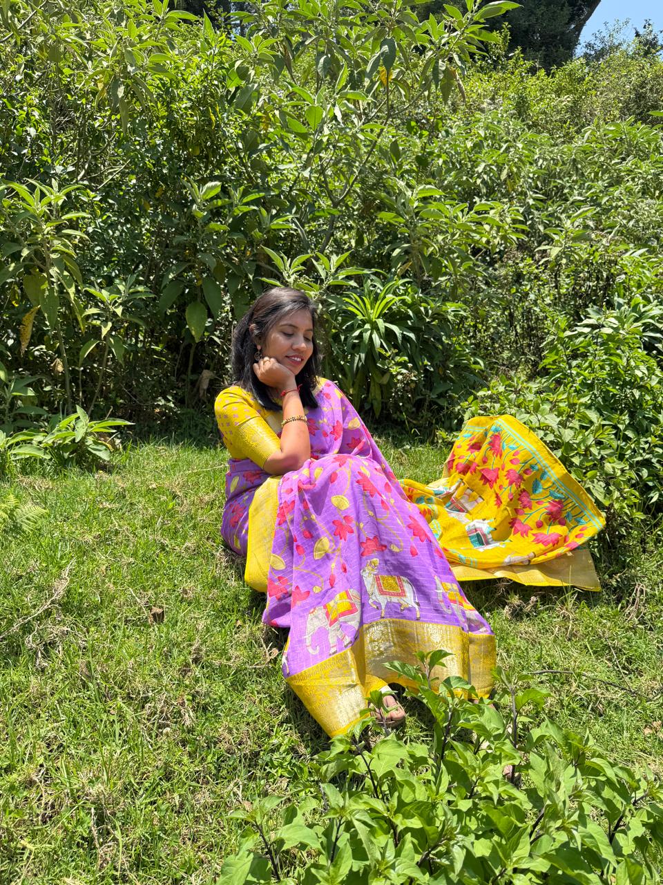 Purple Yellow Bloom Drape