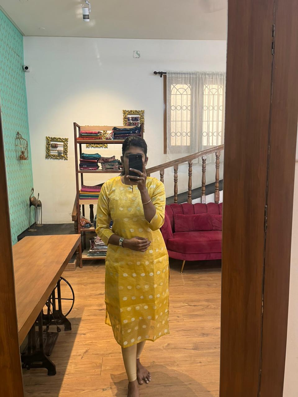 Sunny Yellow Polka Dot Kurti
