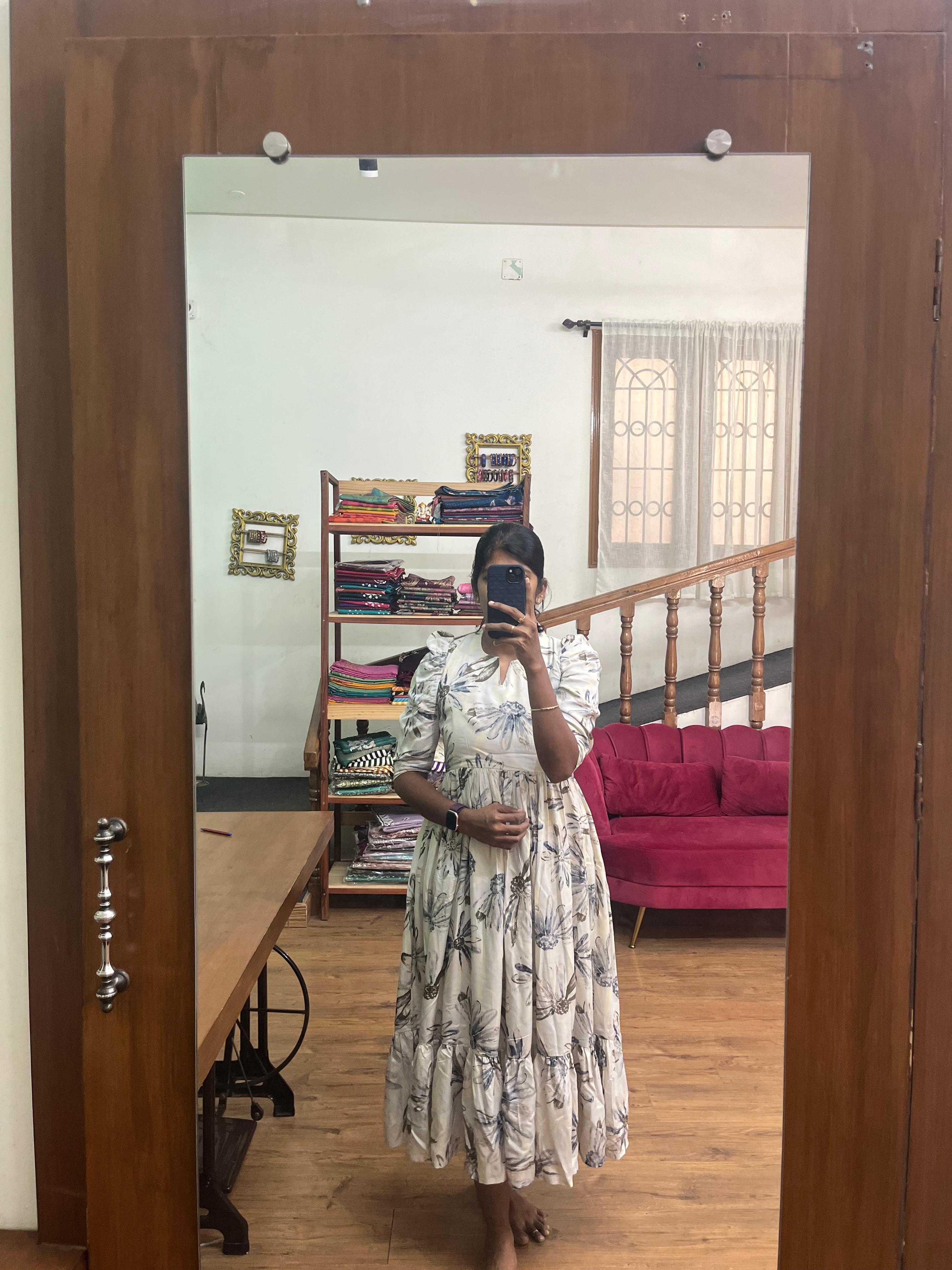 Floral White Midi Dress