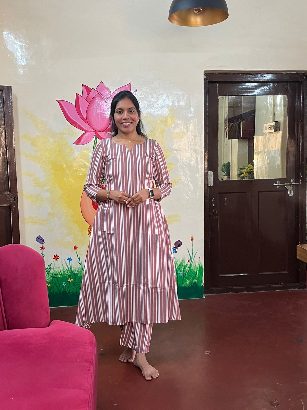 Stylish Striped Cotton Kurti Set for Women Casual & Office Wear