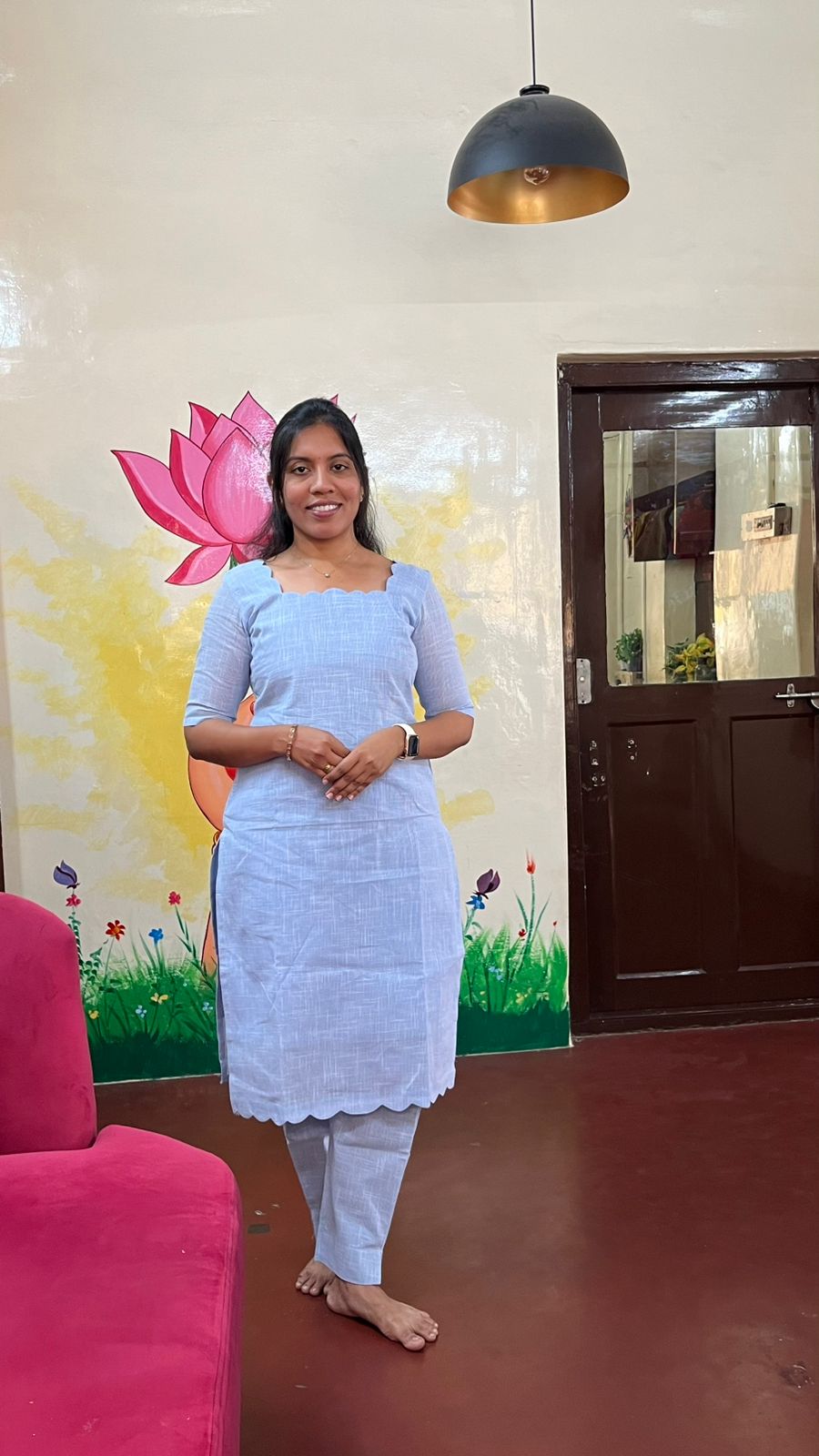 Elegant Light Blue Cotton Kurti Set for Women