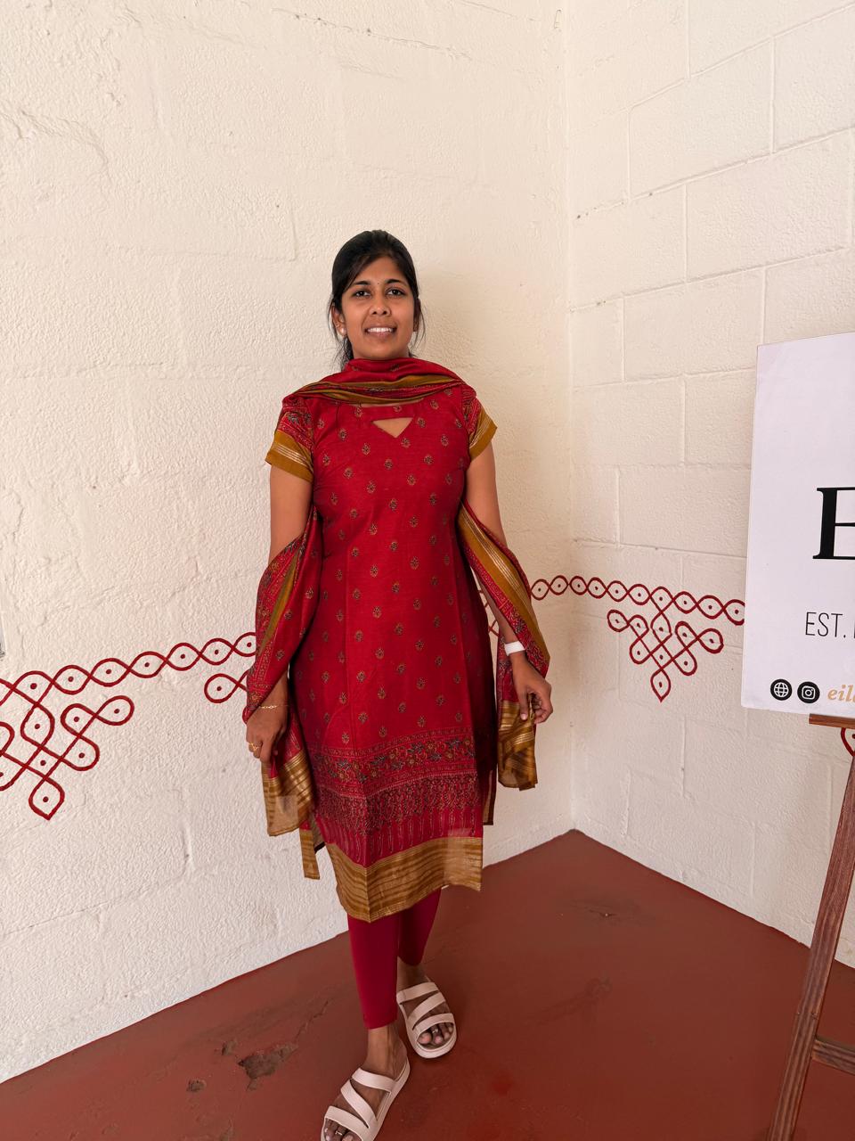 Red Ethnic Modal Kurti with Dupatta