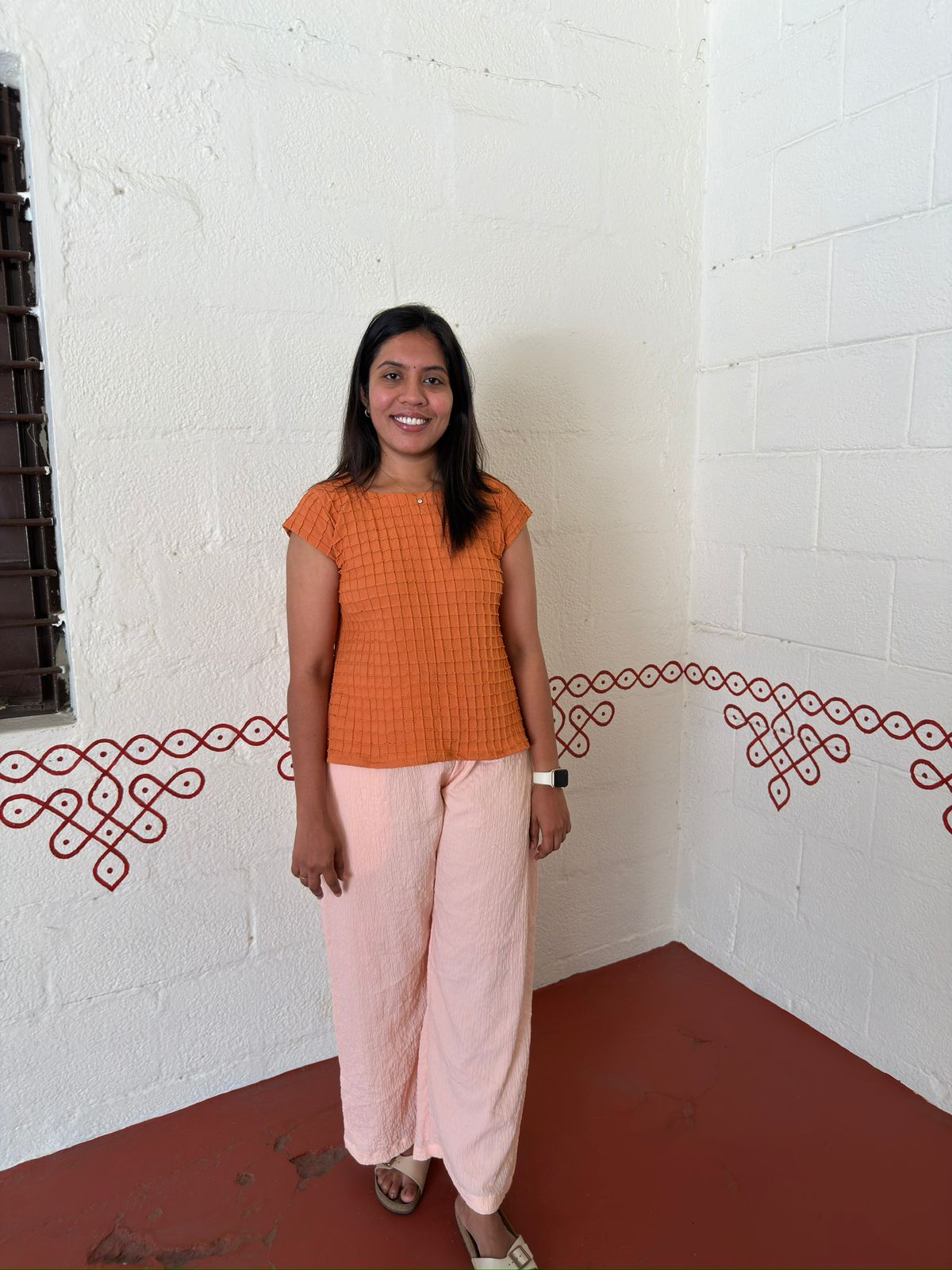 Rust Orange Top with Peach Pants