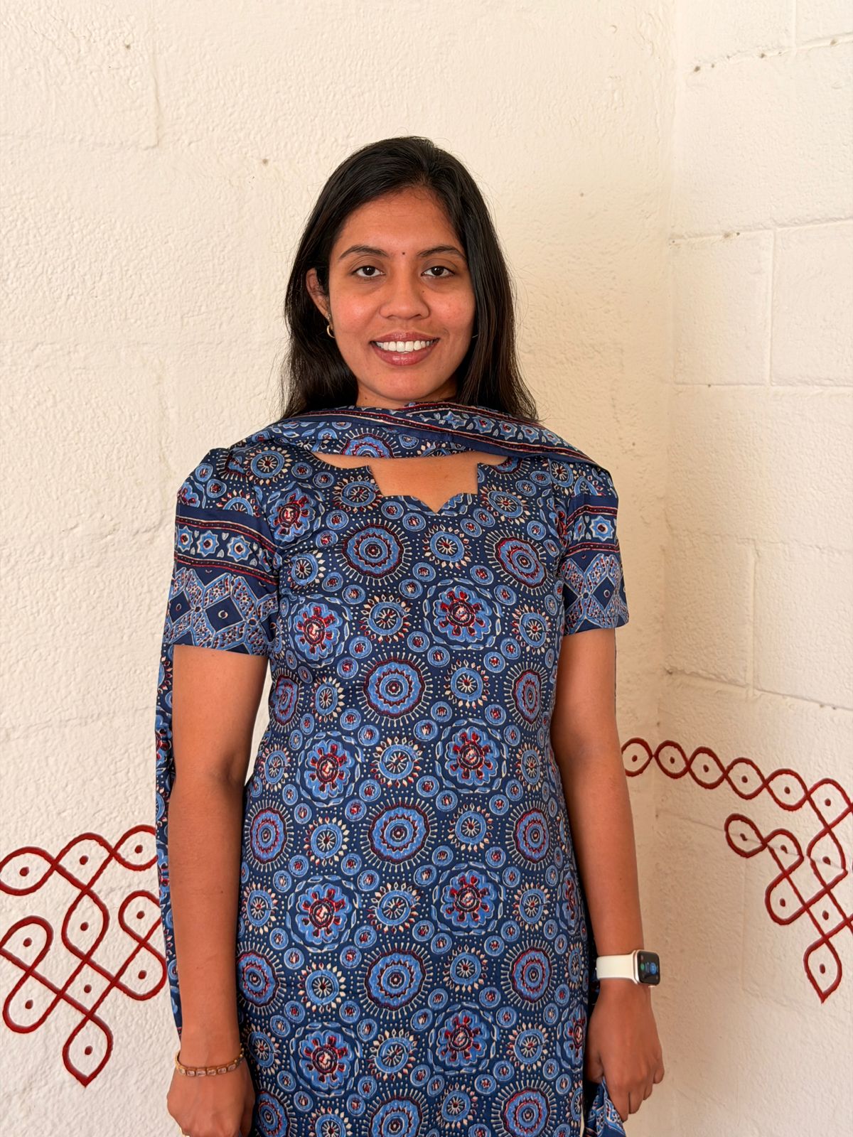 Blue Ajrakh Printed Kurti with Dupatta