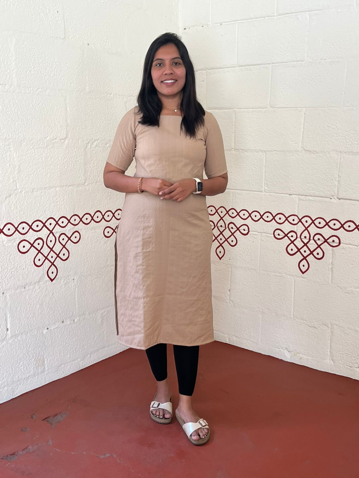 Beige Colour Popcorn Kurti