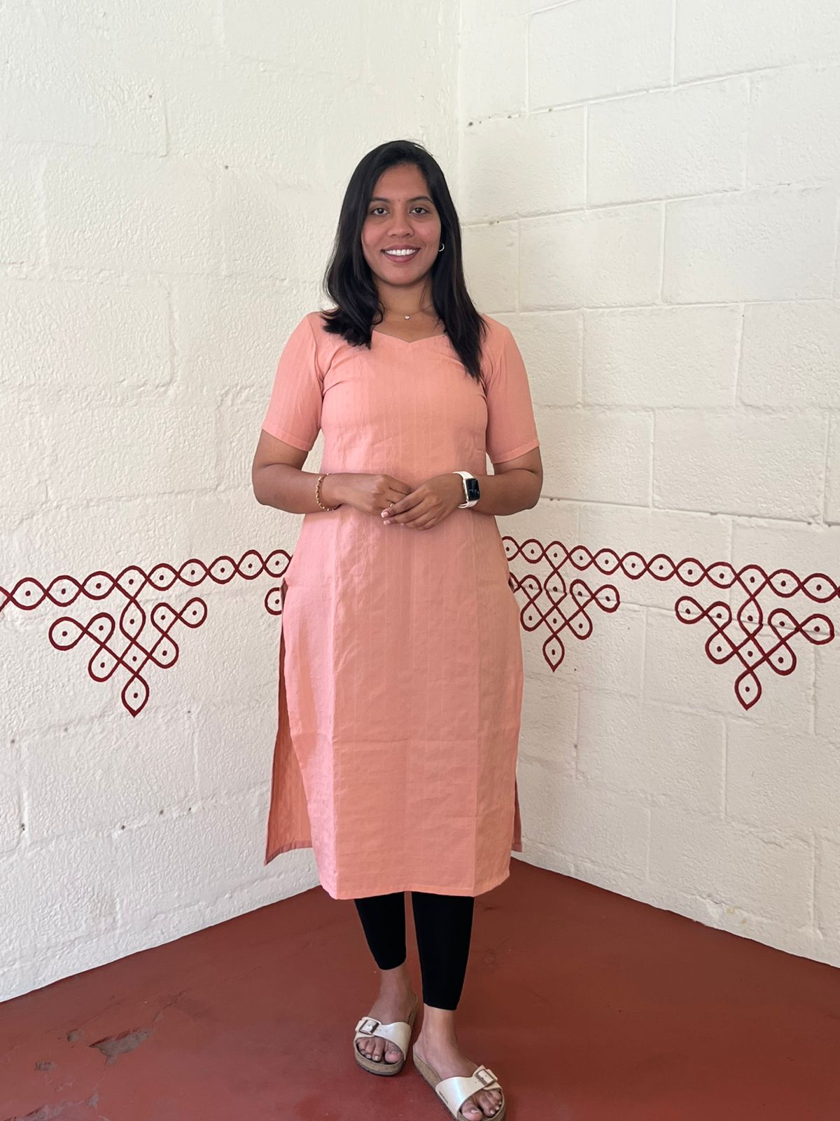 Peach Colour Popcron Kurti