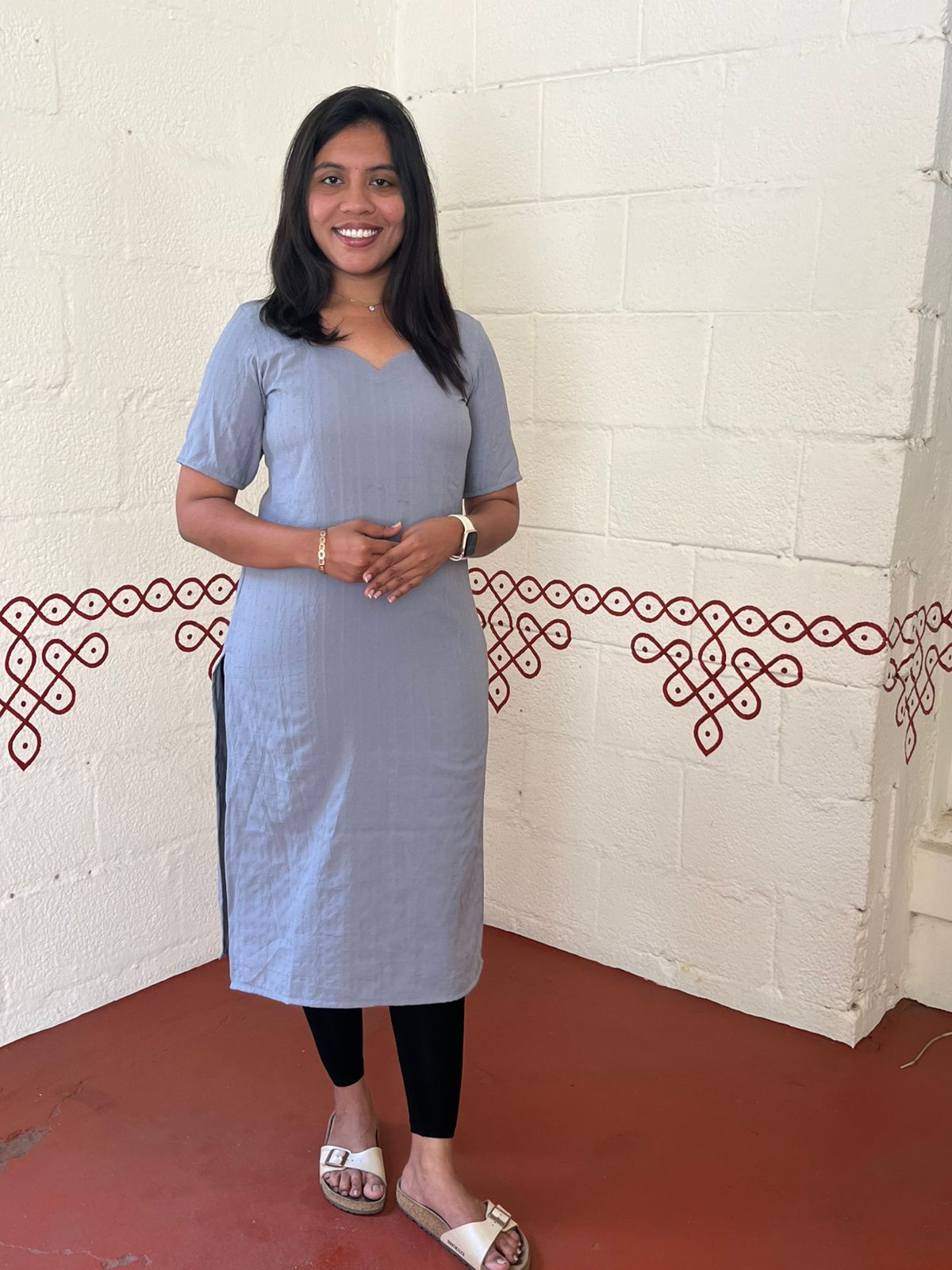 Grey Colour Popcorn Kurti