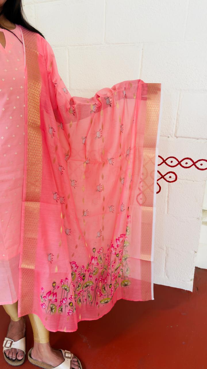 Rosy Garden Kurti Dupatta Set