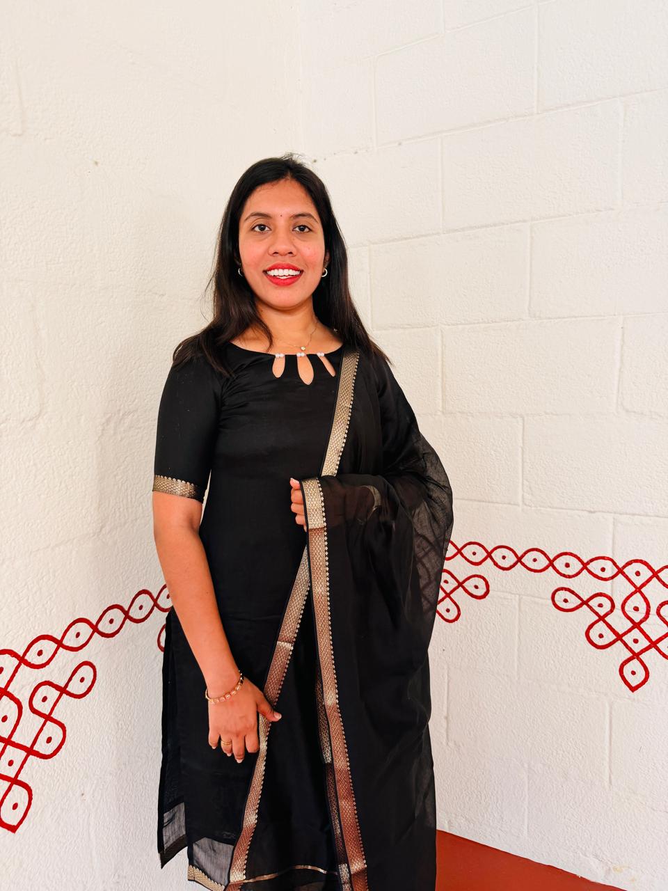 Classic Black Chanderi Kurti and Duppata Set