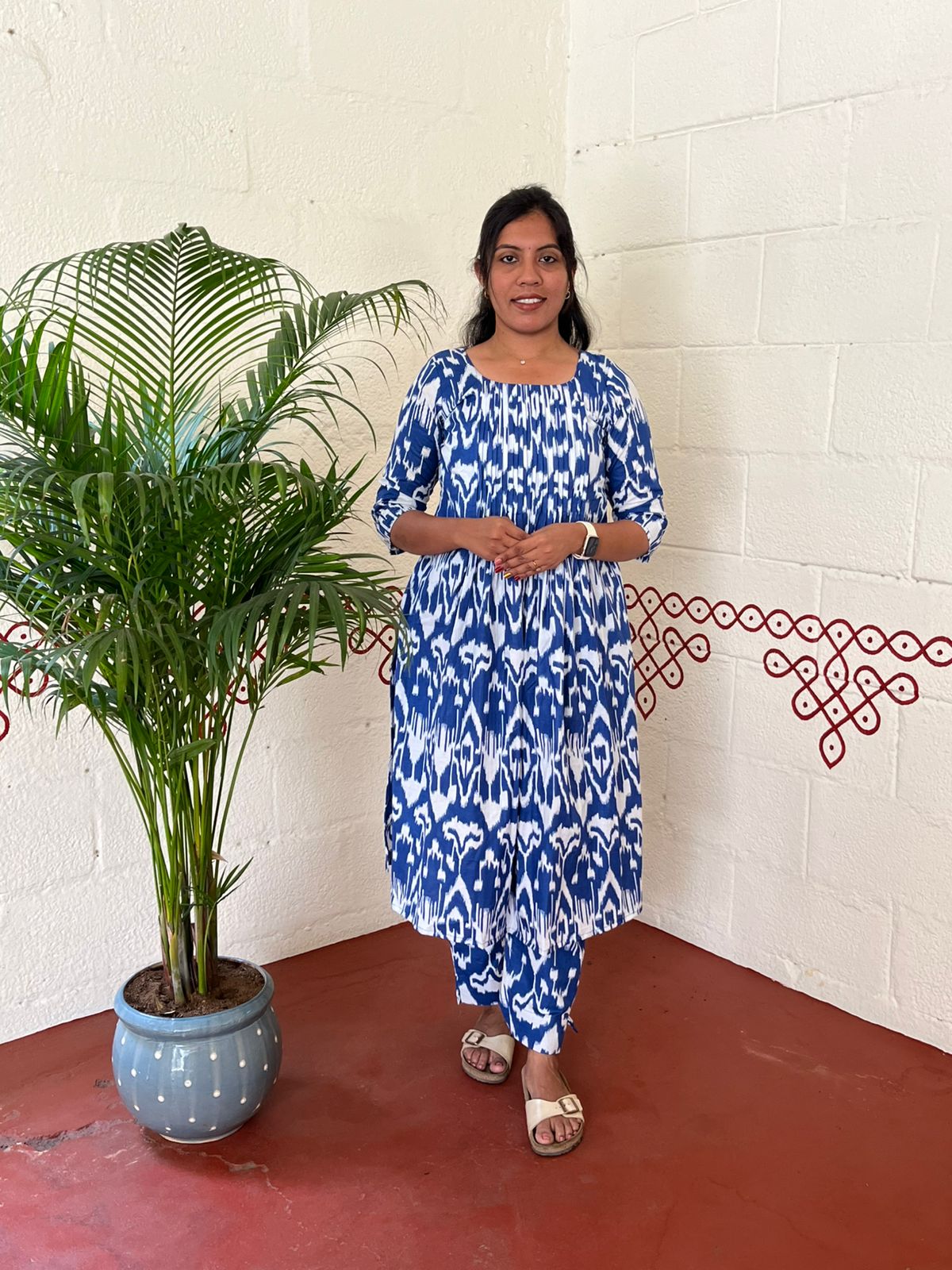 Blue Ikat Print Cotton Co-Ord Set