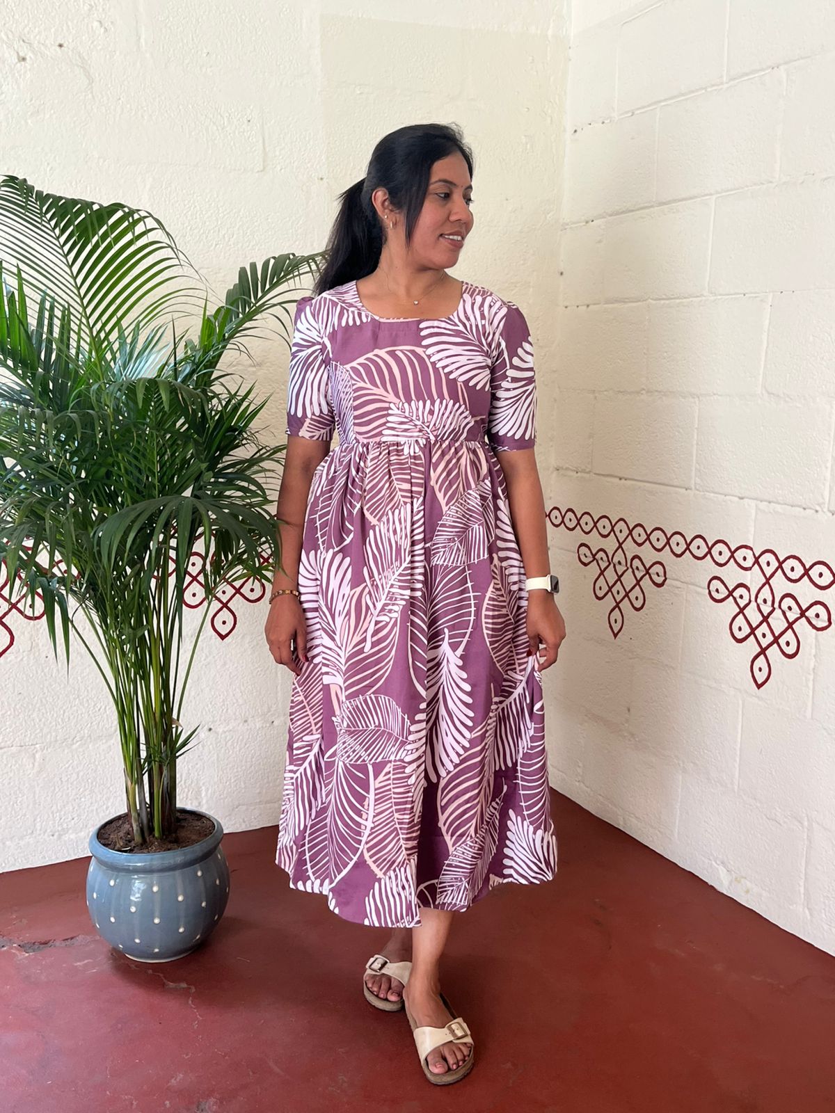 Casual Leaf  printed maxi