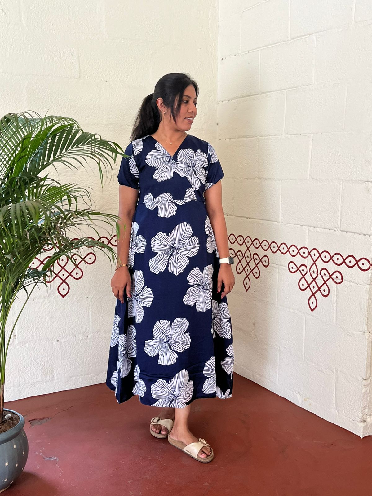 Navy Blue Blossom Elegance Dress