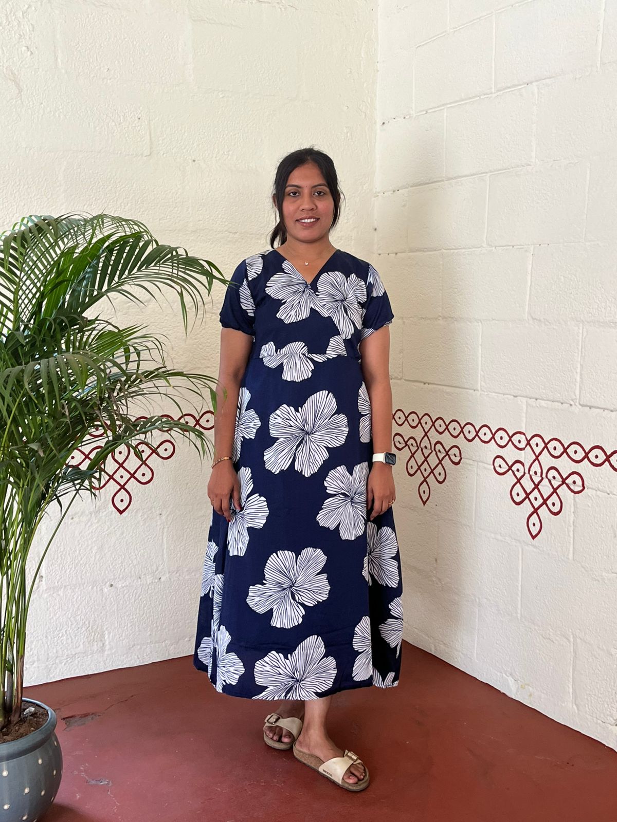 Navy Blue Blossom Elegance Dress
