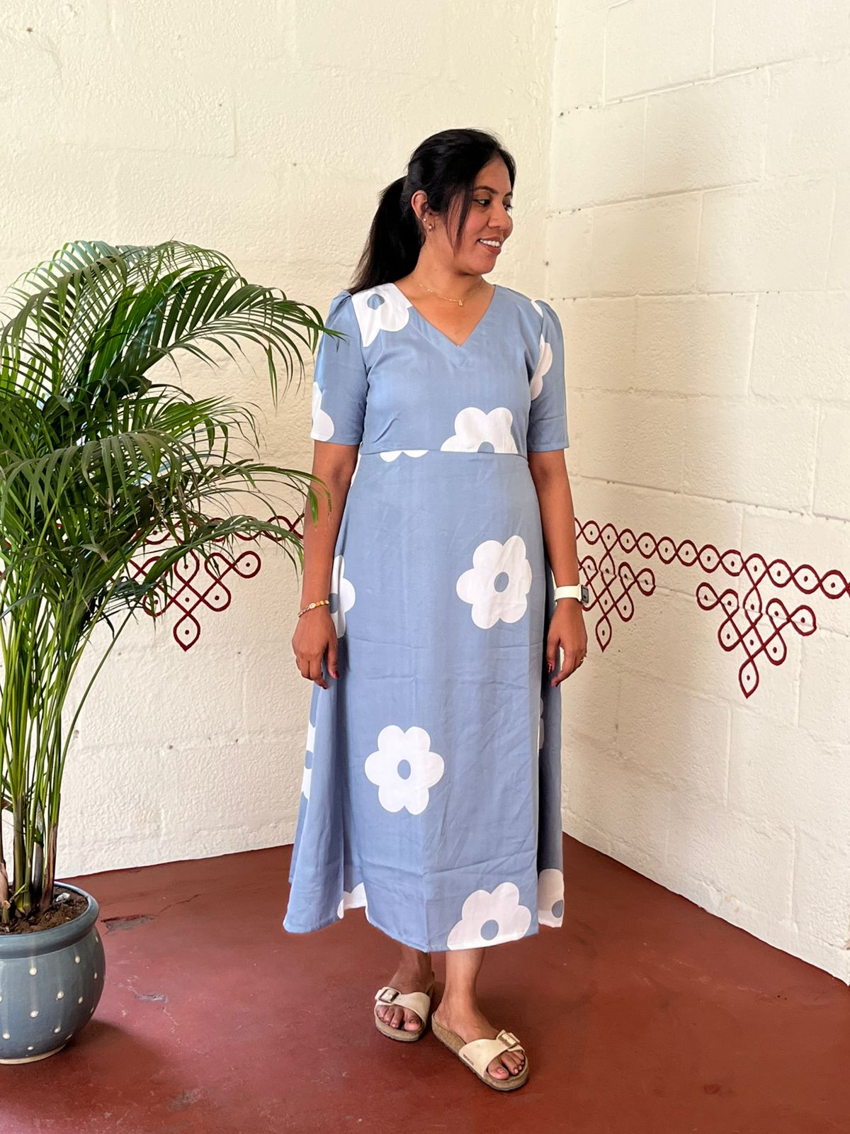 Grey Blossom Floral Dresses