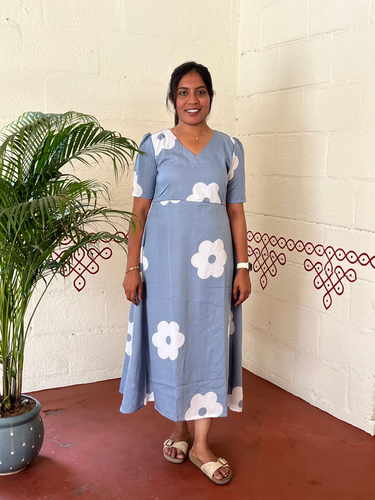 Grey Blossom Floral Dresses