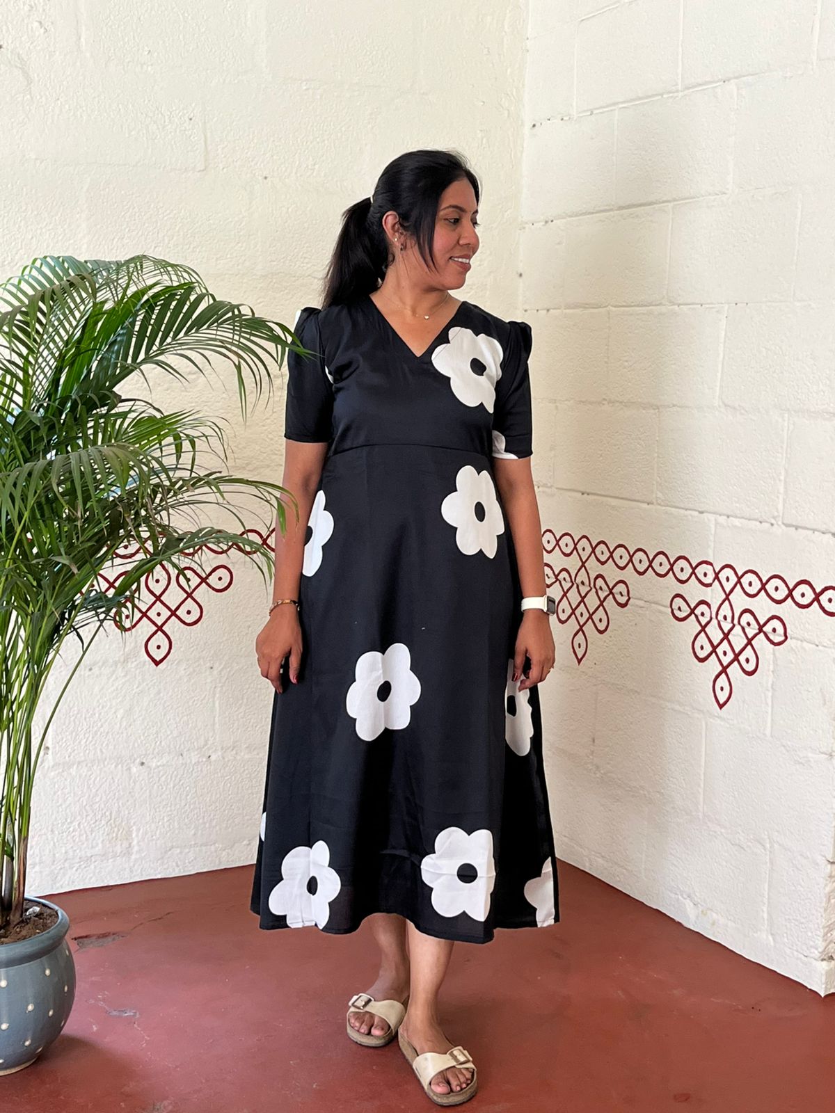 Black Blossom Floral Dresses