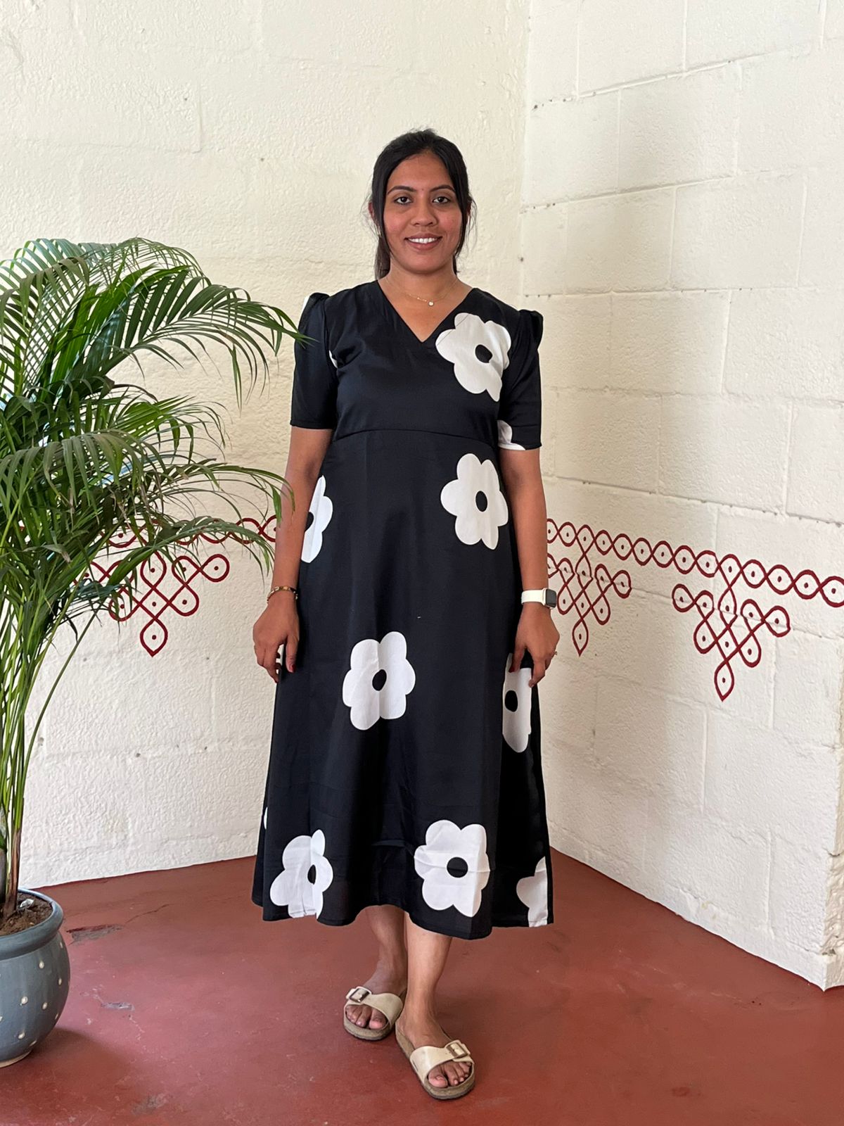 Black Blossom Floral Dresses