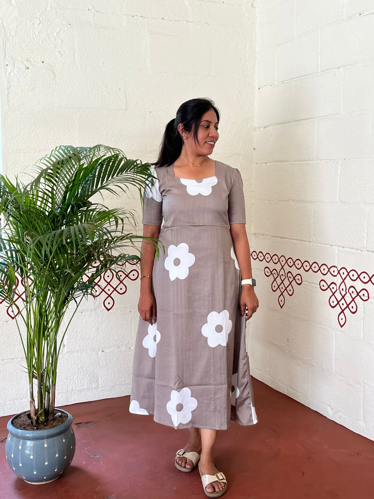 Dusty Cocoa Blossom Floral Dresses