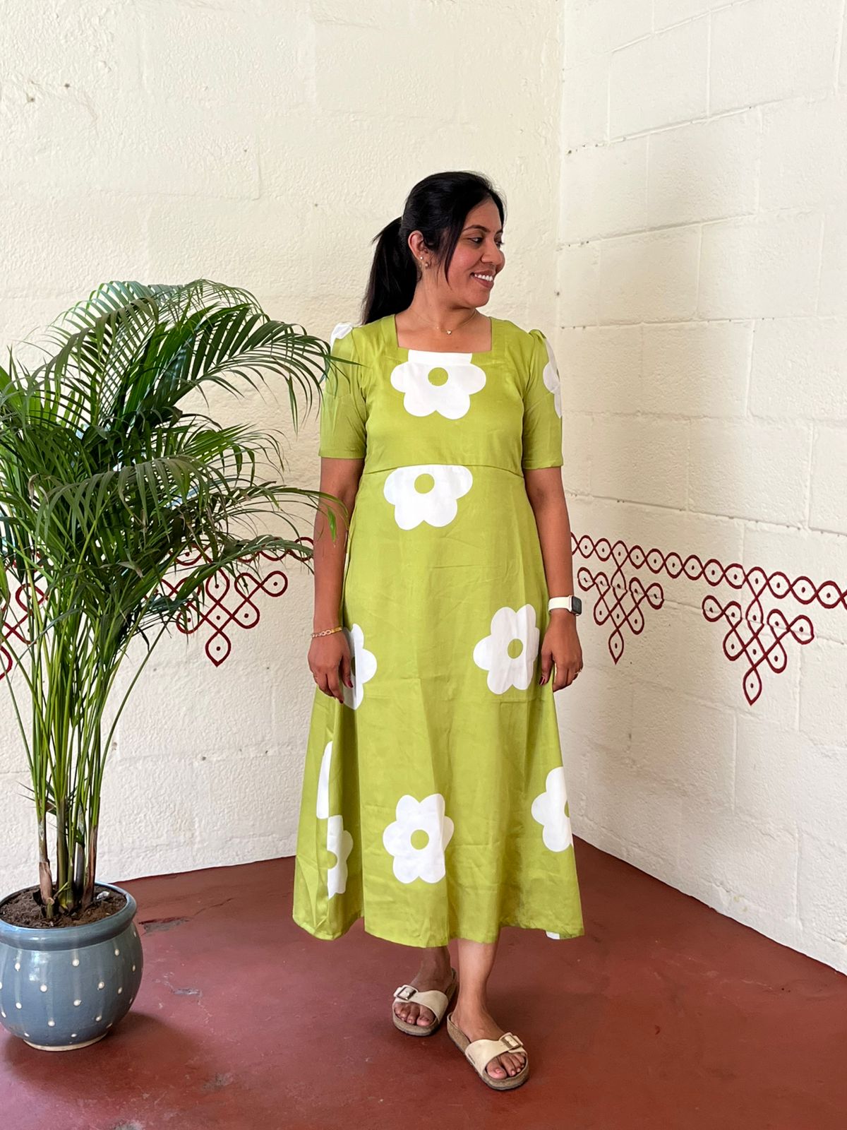 Green Blossom Floral Dresses