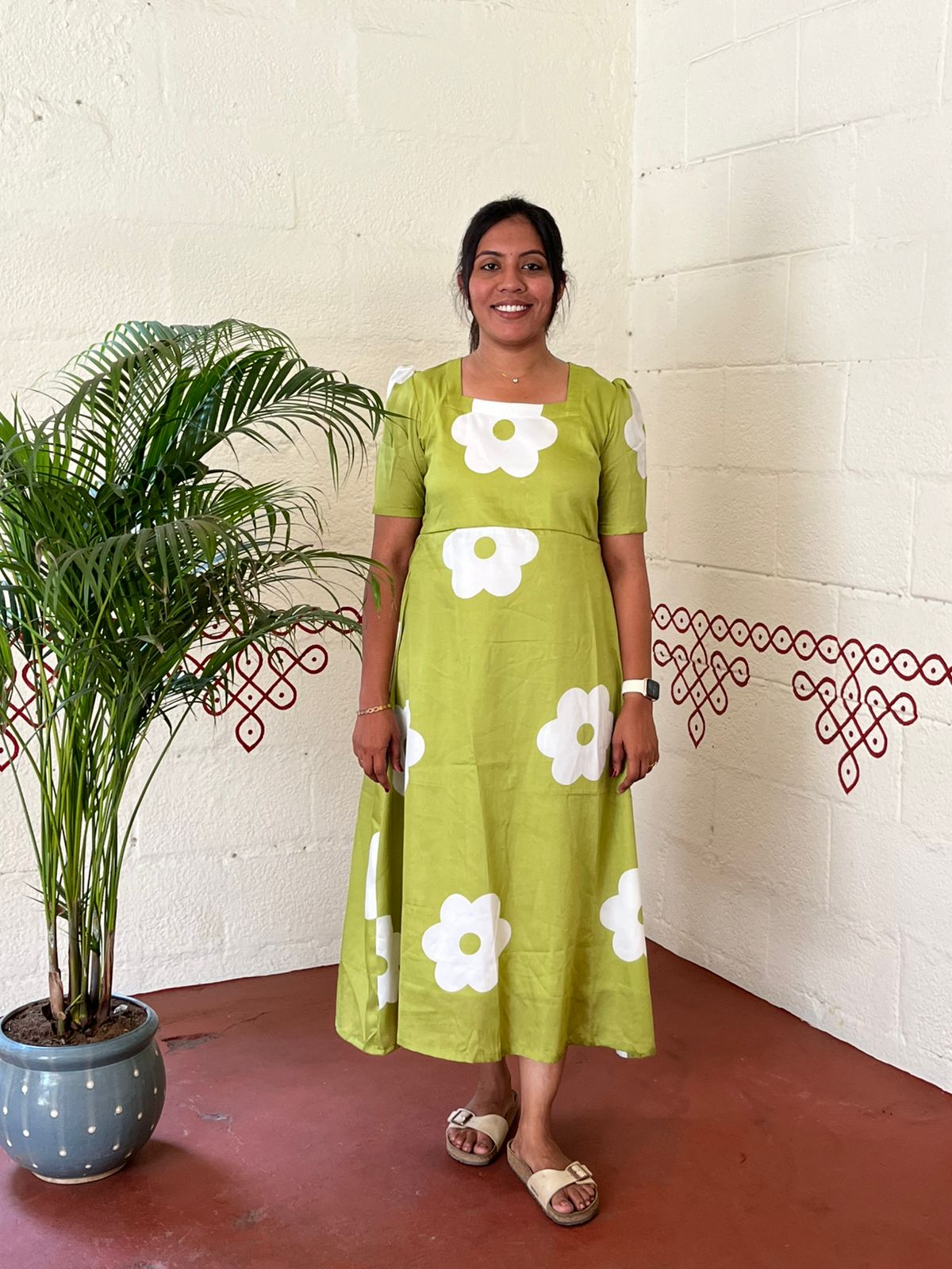 Green Blossom Floral Dresses