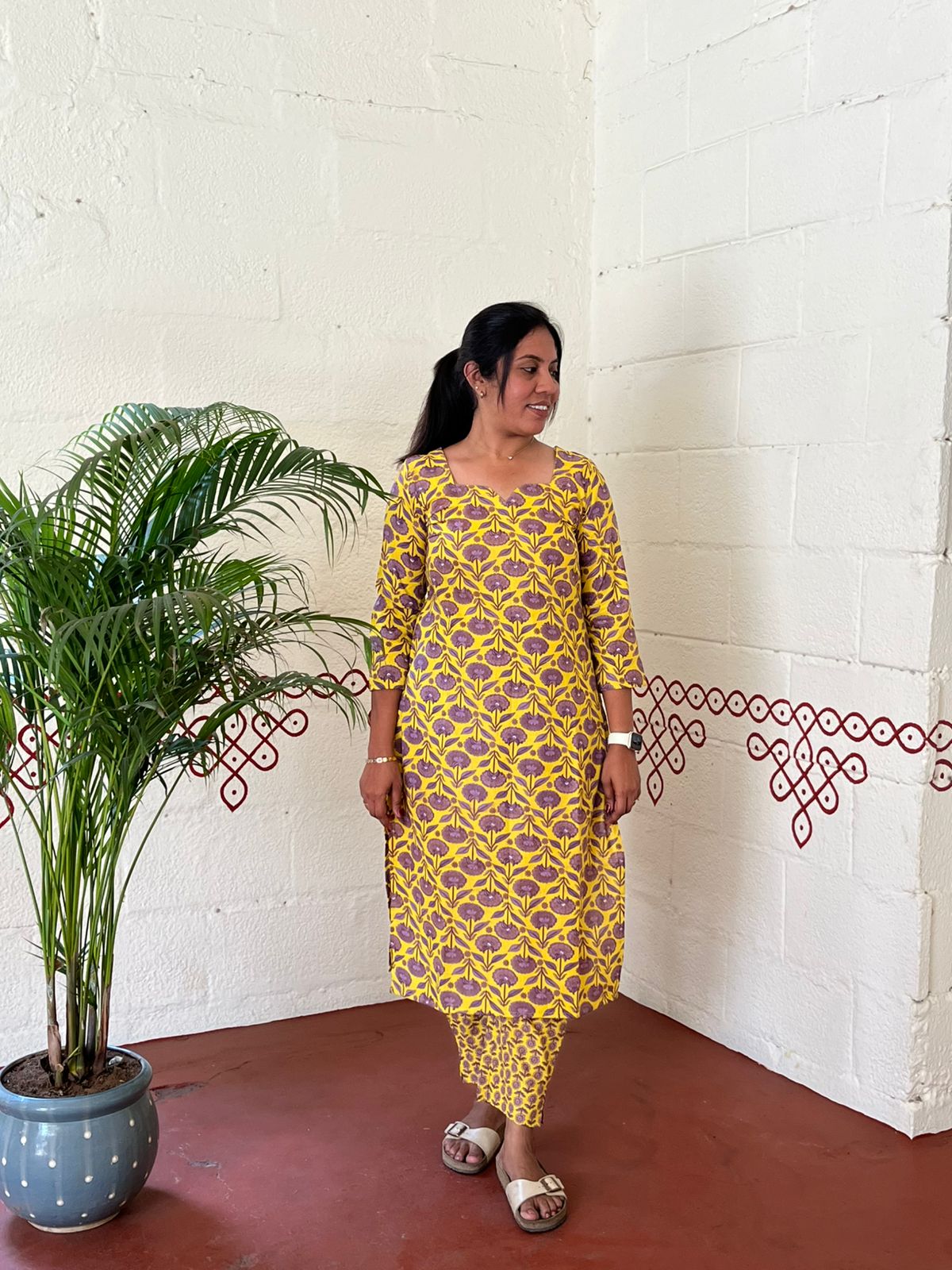 Haldi Bloom Cotton Co-ord set