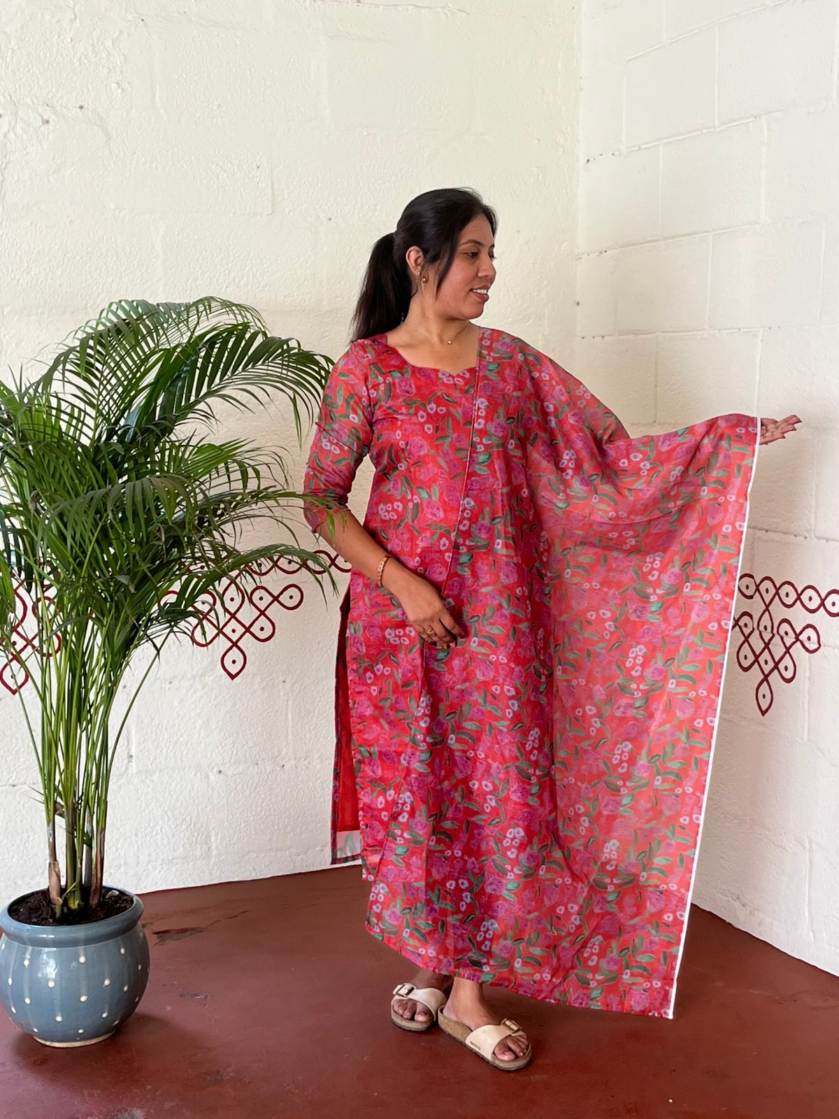 Elegant Chanderi Kurti Set with Dupatta