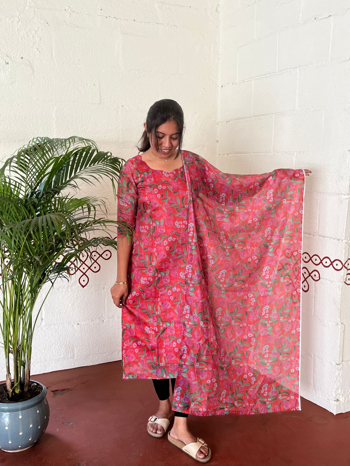 Elegant Chanderi Kurti Set with Dupatta